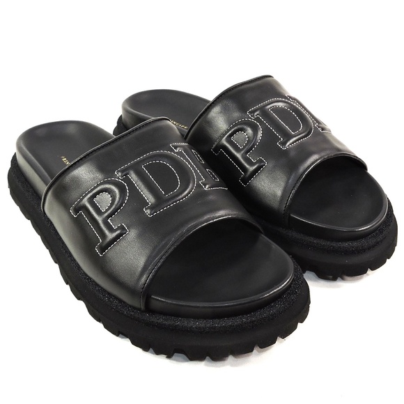 PRINCIPE DI BOLOGNA ?? MEN\'S SOFT BLACK LEATHER FLAT SUMMER SANDALS main image 4